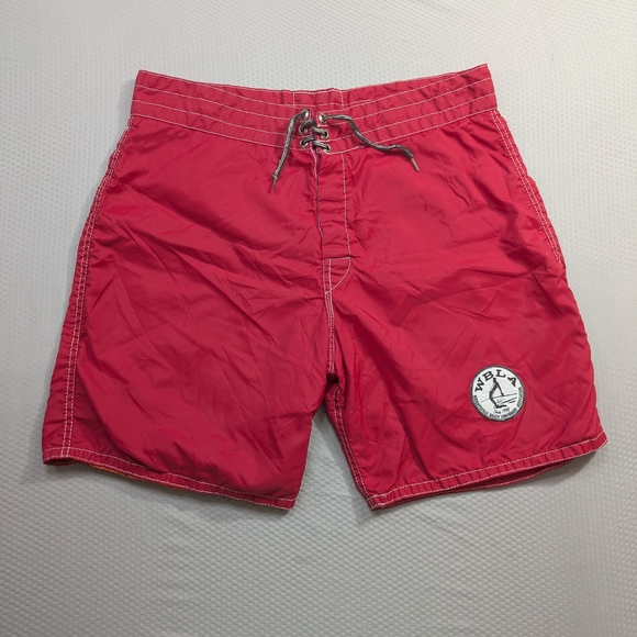Birdwell Beach Britches Boardshorts 34 Red Wrightsville Beach Longboard Assn USA - Picture 1 of 10